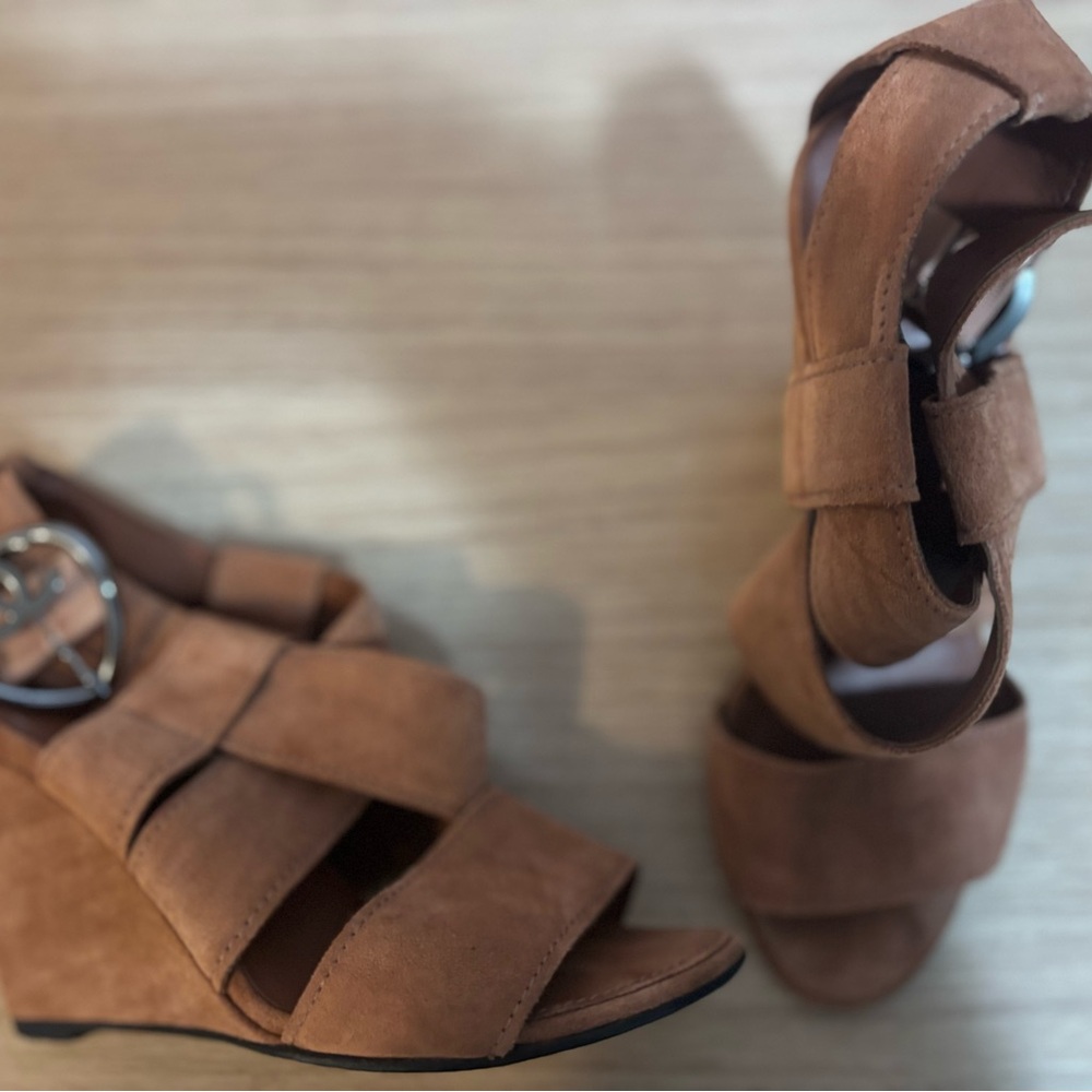 CHANEL Brown Wedge Sandals